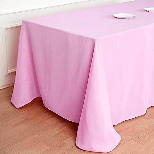 Balsacircle 90X132-Inch Pink Rectangle Polyester Tablecloth Table Cover Linens For Wedding Party Events Kitchen Dining